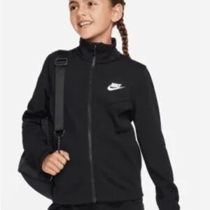 Nike Youth Black Tracksuit Jacket Zip White Logo Size 6 Unisex Kids Black Jacket
